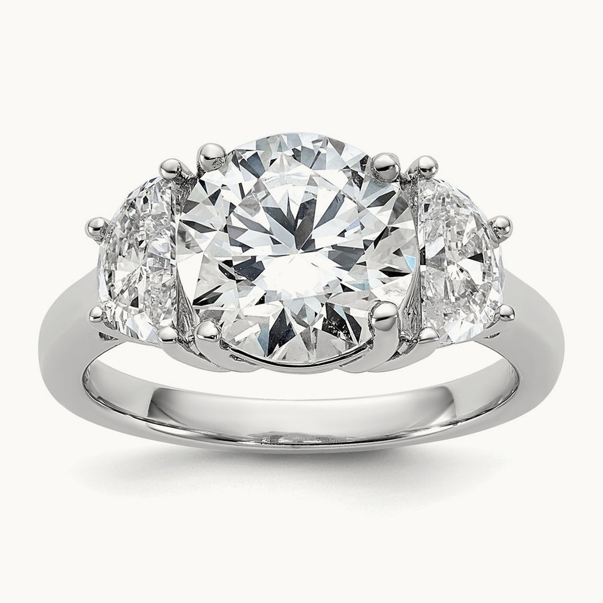 Round 3 Stone Engagement Ring, 1.25-4.00 ct tw Lab-Grown Diamond — 4 ct, 14K White Gold