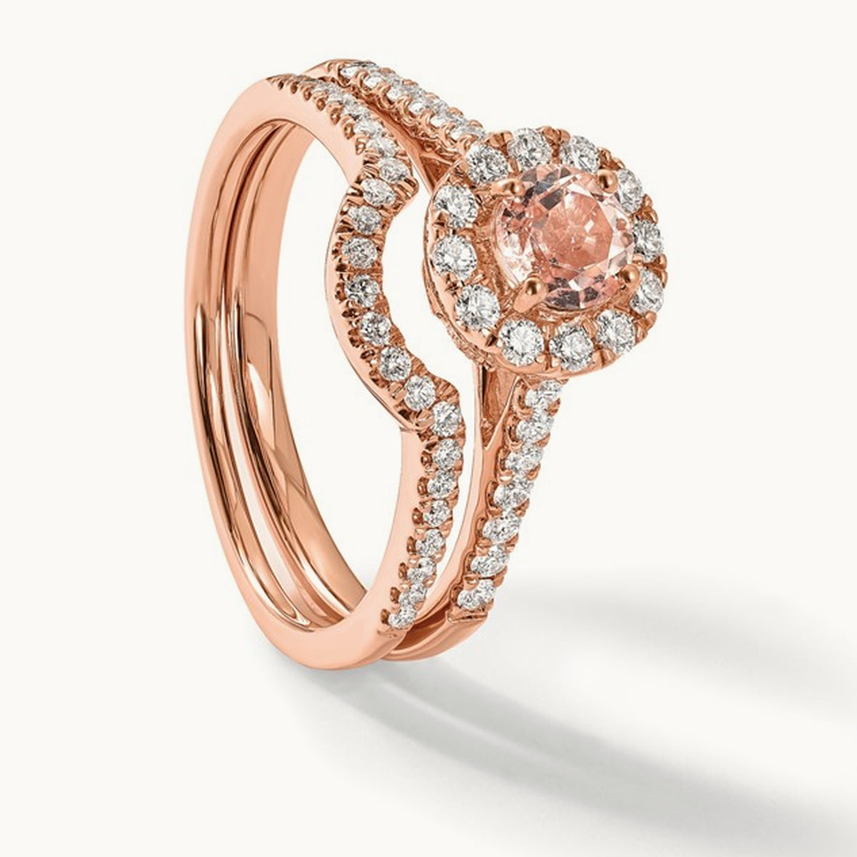 Morganite Halo Engagement Ring, 0.50 ct tw