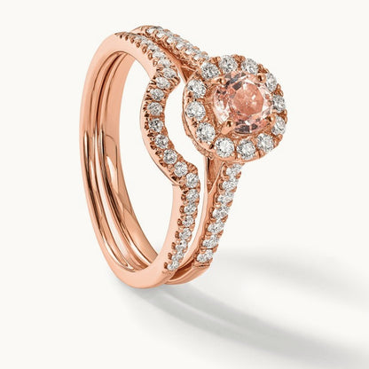 Morganite Halo Engagement Ring, 0.50 ct tw