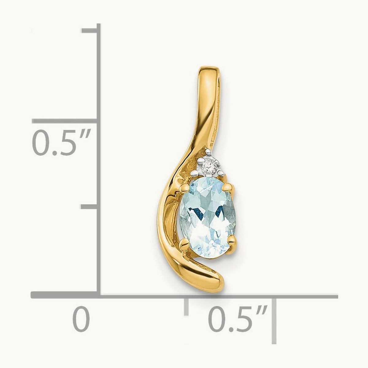 Aquamarine and Diamond Pendant — 14K Yellow Gold