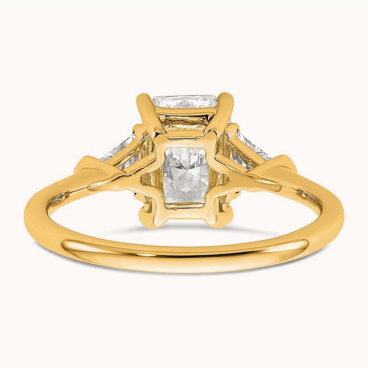 Radiant & Triangle Engagement Ring, 1.25-3.50 ct tw Lab-Grown Diamond — 2 ct, 14K Yellow Gold