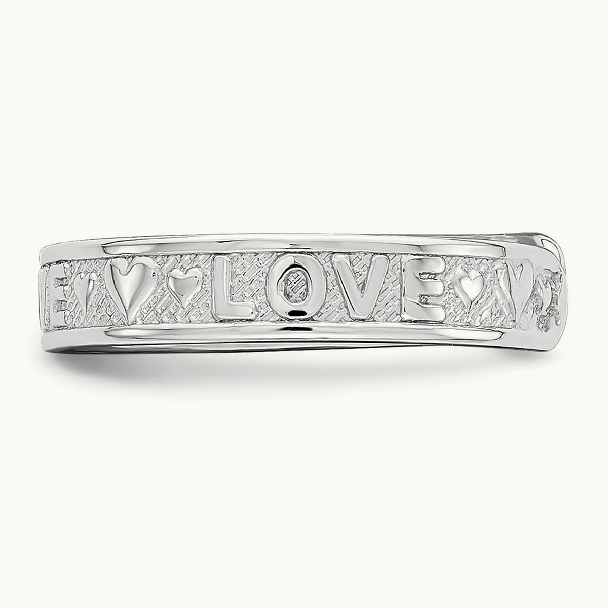 Polished LOVE and Hearts Toe Ring — 14K White Gold