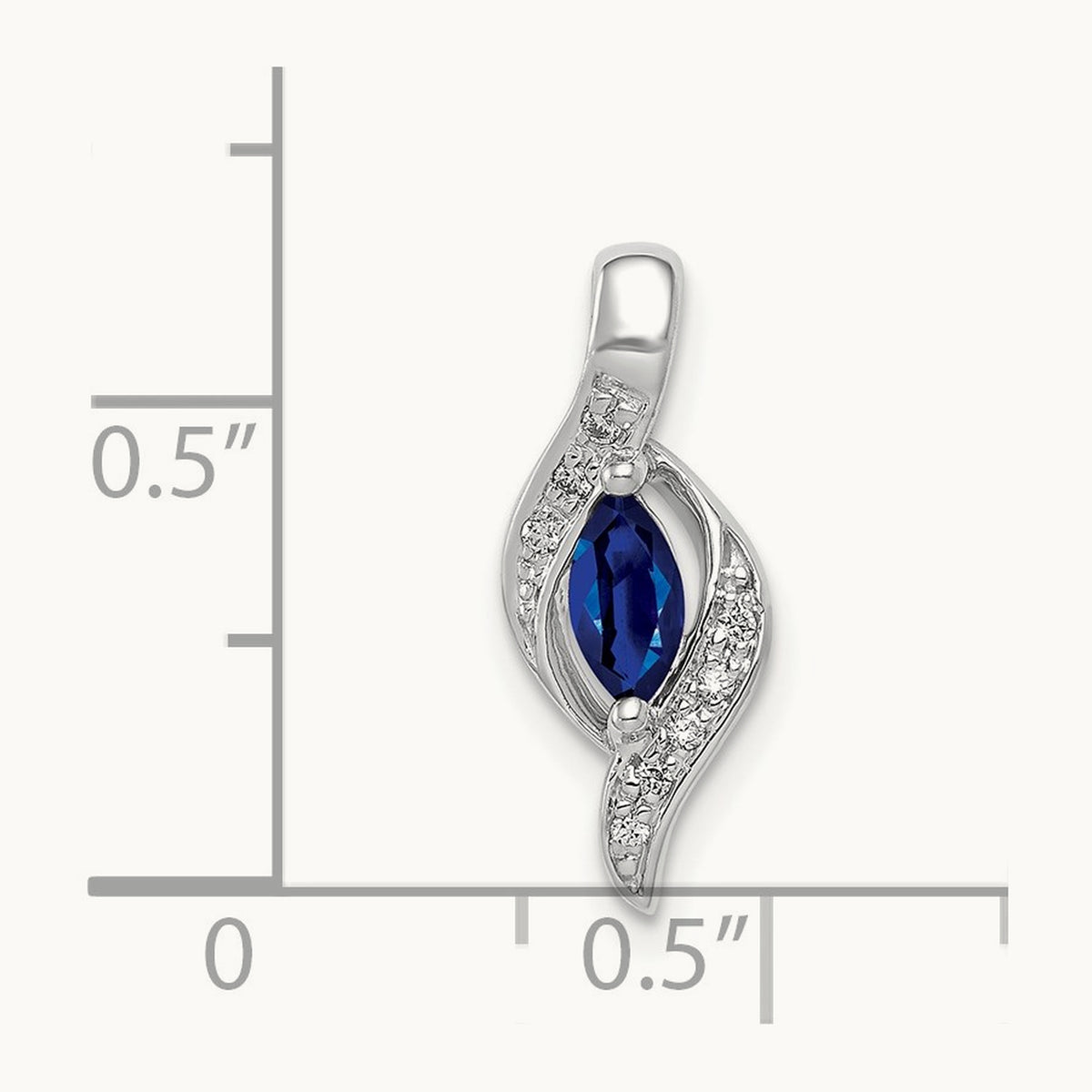Diamond and Marquise .29 Sapphire Pendant — 14K White Gold