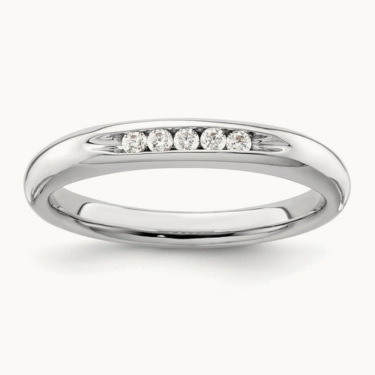 5-Stone Diamond Channel Band, 14K White Gold