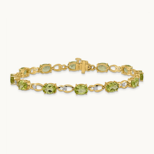 Peridot and Diamond Bracelet, 14K