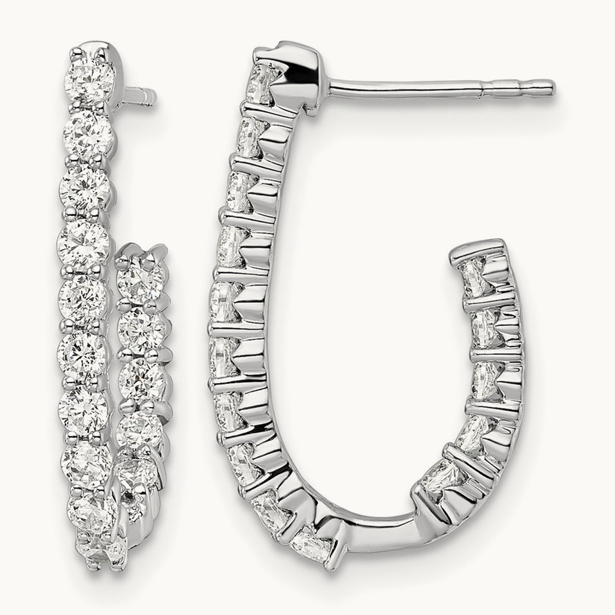 In/Out J-Hoop Hoop Earrings, 1.00 ct tw Lab-Grown Diamond