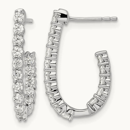 In/Out J-Hoop Hoop Earrings, 1.00 ct tw Lab-Grown Diamond