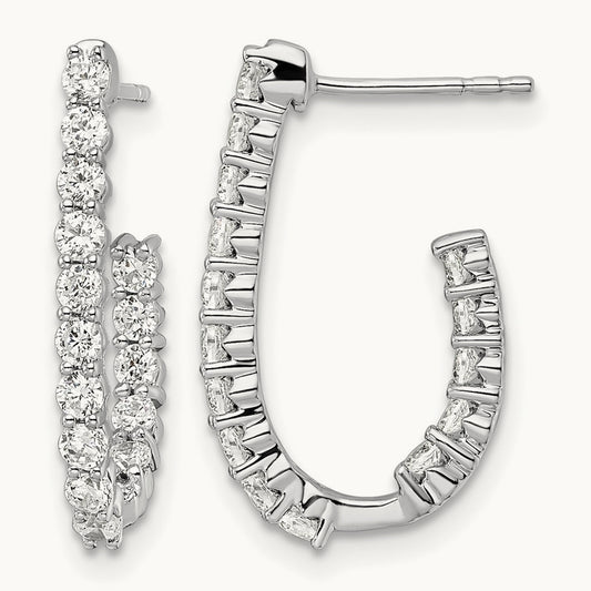 In/Out J-Hoop Hoop Earrings, 1.00 ct tw Lab-Grown Diamond