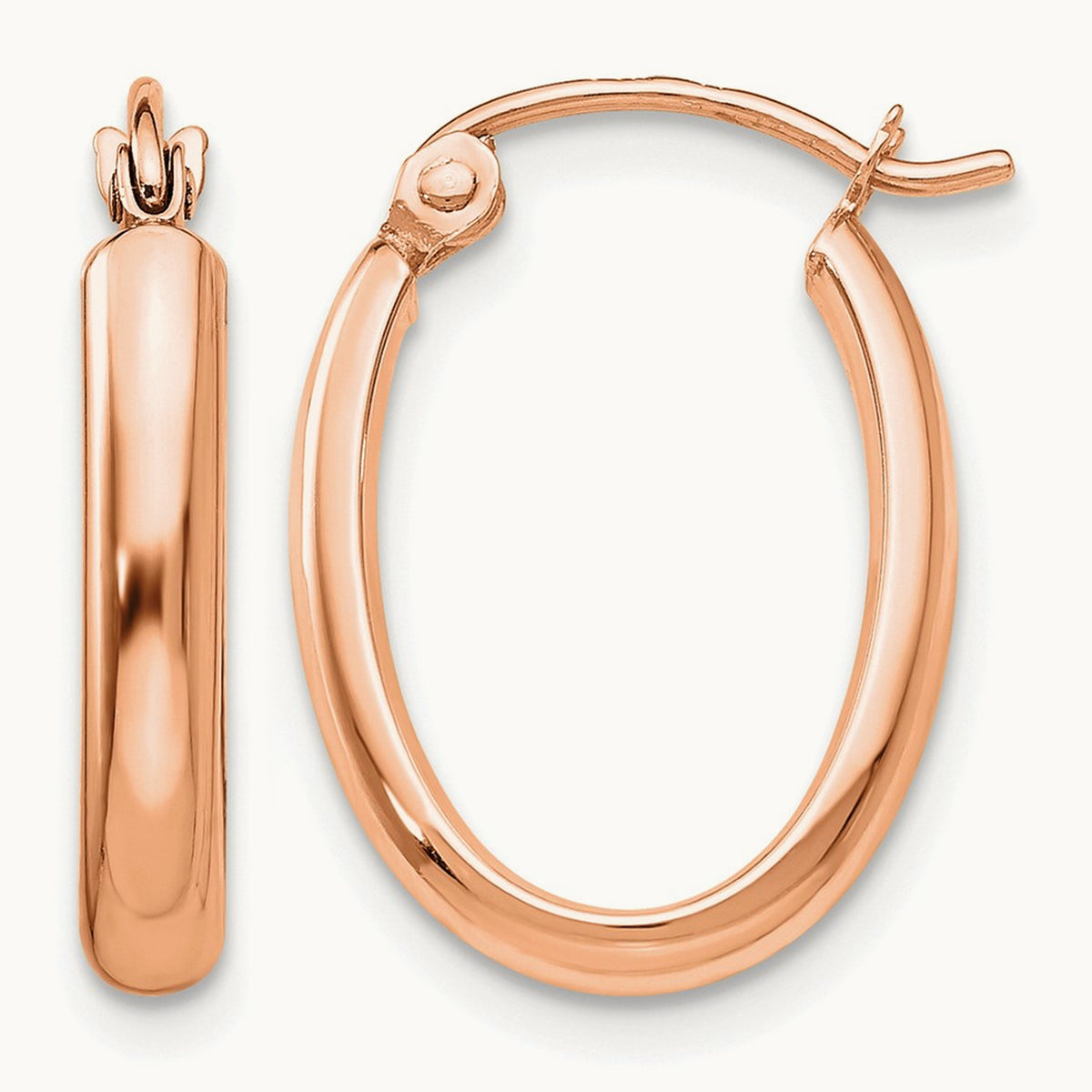 Polished Half-Round Oval Hoop Earrings — 13mm