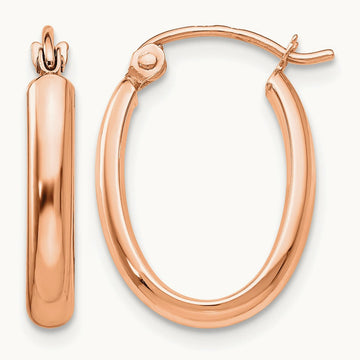 Polished Half-Round Oval Hoop Earrings — 13mm