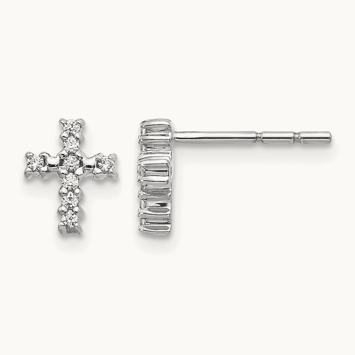 Cross Post Earrings, 0.10-0.20 ct tw Lab-Grown Diamond — 1/10 ct, 14K White Gold
