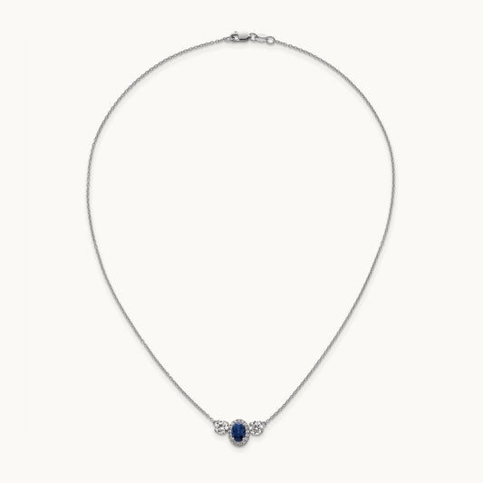 Created Sapphire 3 Stone Necklace, 1.00 ct tw Lab-Grown Diamond