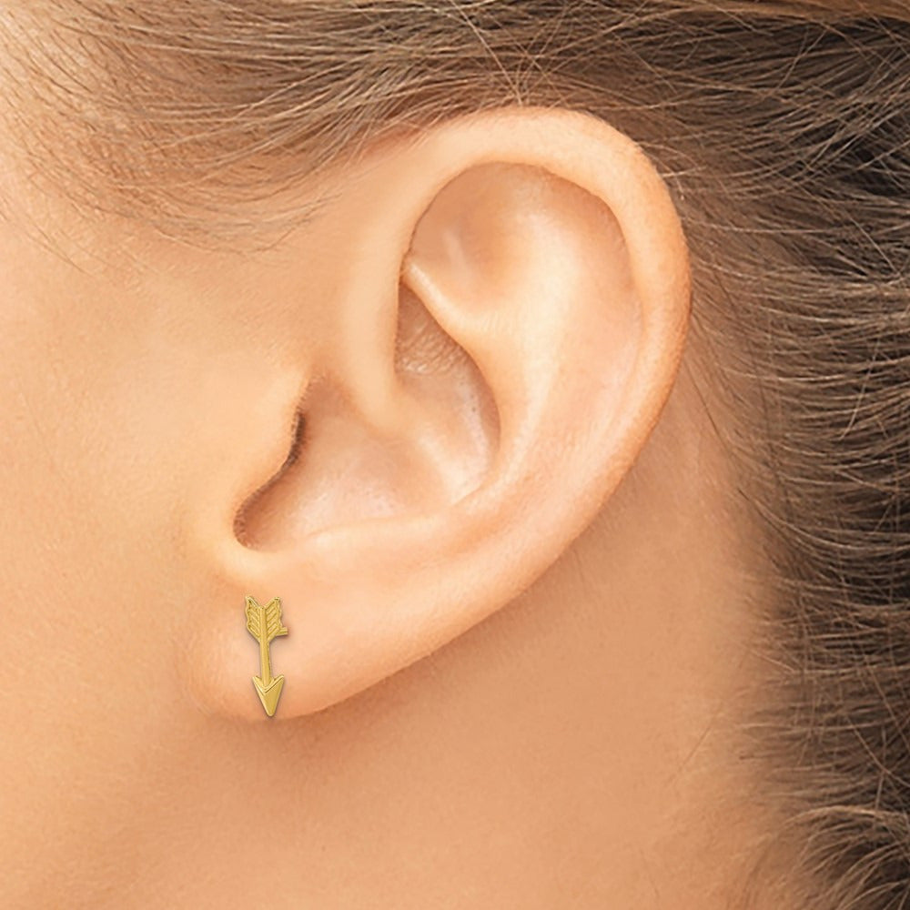 Polished Arrow Post Earrings — 14K Yellow Gold