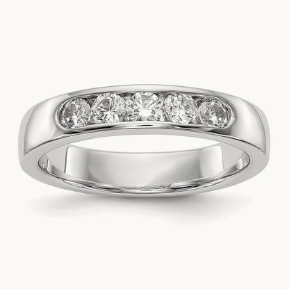 5-Stone Diamond Channel Band, 14K White Gold