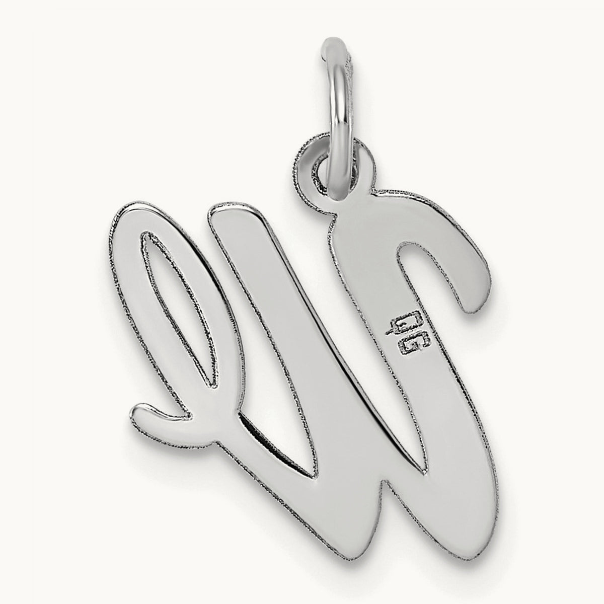 Medium Script Initial Charm — 14K White Gold, W