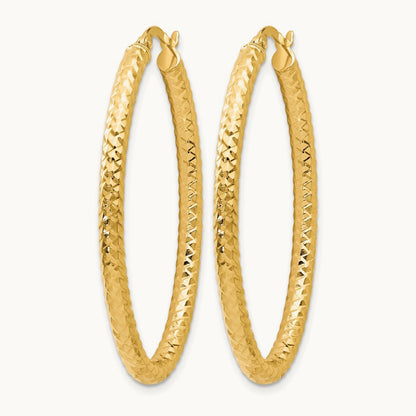 ForeverLite Polished and Textured Oval Hoop Earrings, 14K — Leslie's