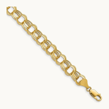 Lite Triple Link Charm Bracelet — 14K Yellow Gold, 7mm, 8.5mm