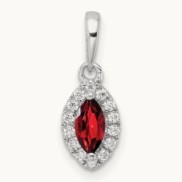 Garnet January Birthstone Pendant, 0.10 ct tw Lab-Grown Diamond