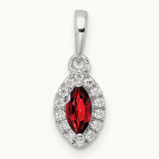 Garnet January Birthstone Pendant, 0.10 ct tw Lab-Grown Diamond