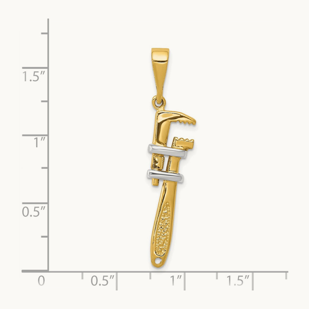 w/Rhodium 3-D Pipe Wrench Charm, 14K