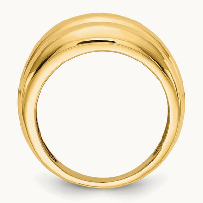 Polished Scalloped Dome Ring, 14K
