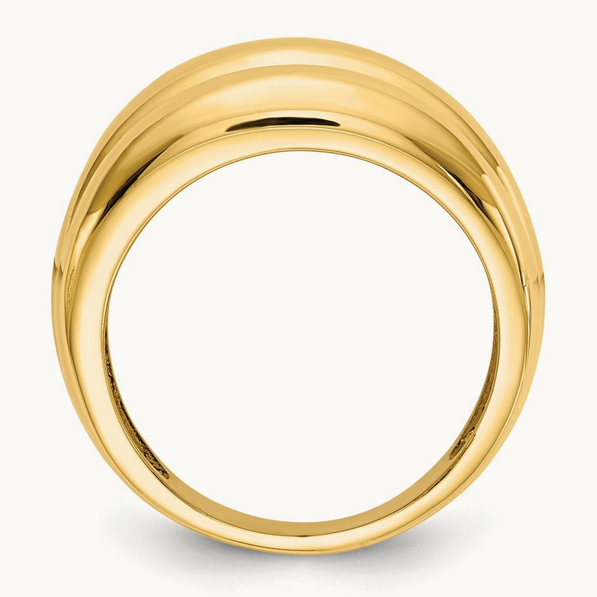 Polished Scalloped Dome Ring, 14K