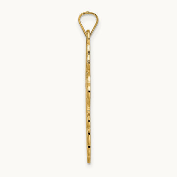 Polished Eastern Orthodox Blue Enamel Solid Cross Pendant, 14K
