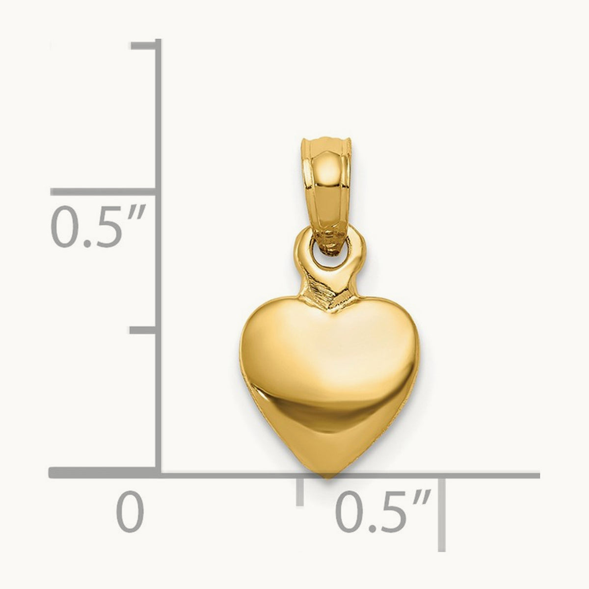 Polished 3D Heart Pendant — 14K Yellow Gold