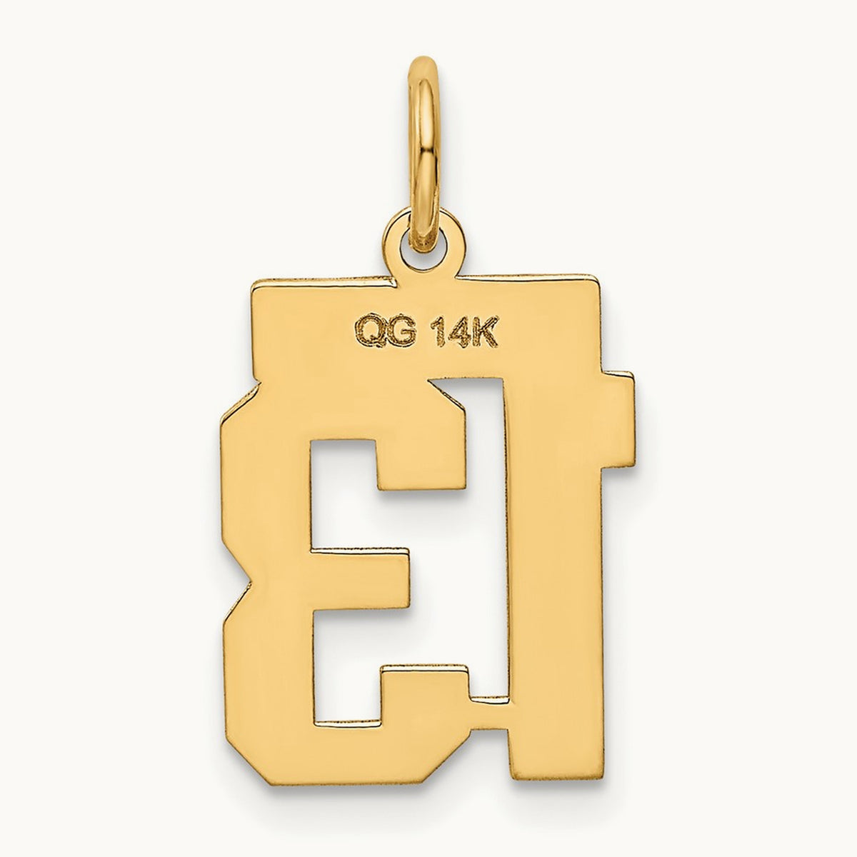 Small Polished Number 13 Charm, 14K