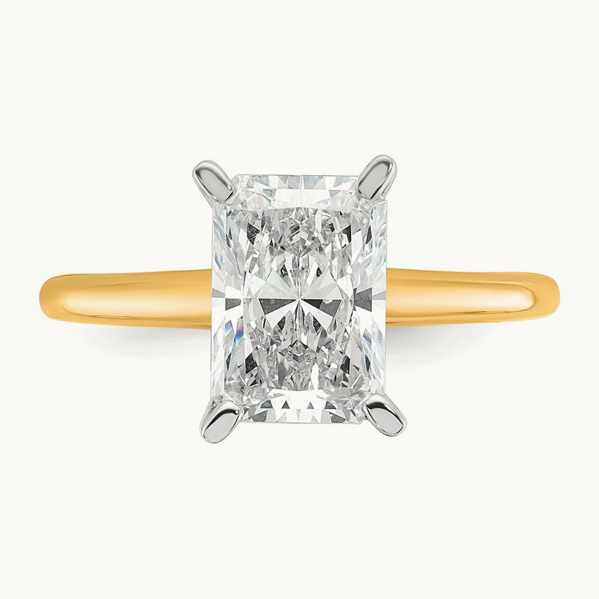 Radiant Solitaire Engagement Ring, 0.50-5.00 ct tw Lab-Grown Diamond — 2 1/4 ct, 14K Two-Tone