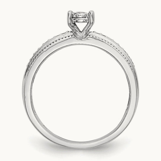 Complete Diamond Trio Engagement Ring, 14K White Gold