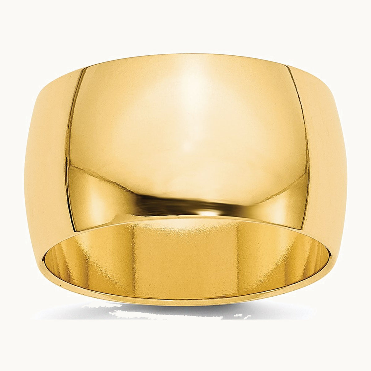 14K Yellow Gold 12mm Half Round Wedding Band