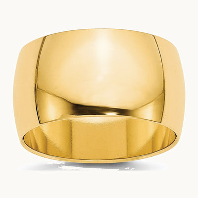 14K Yellow Gold 12mm Half Round Wedding Band