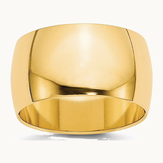 14K Yellow Gold 12mm Half Round Wedding Band