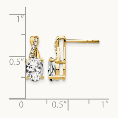 Topaz and Diamond Earrings — 14K Yellow Gold