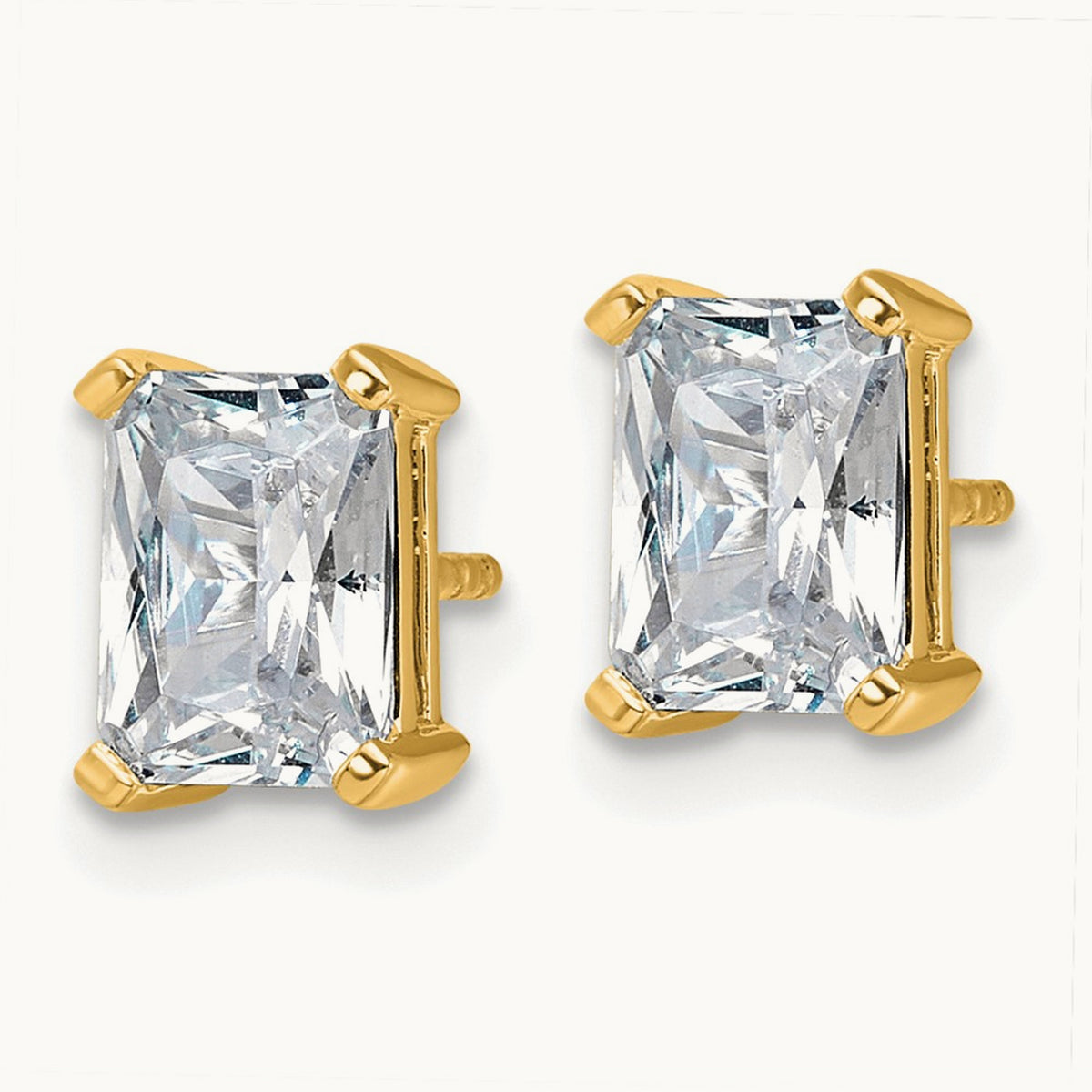 Radiant Four-Prong Stud Earrings, 0.50-6.00 ct tw Lab-Grown Diamond — 3 ct, 14K Yellow Gold