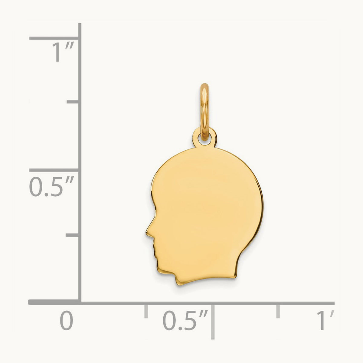 Plain Small .035 Gauge Facing Left Engravable Boy Head Charm — 18mm