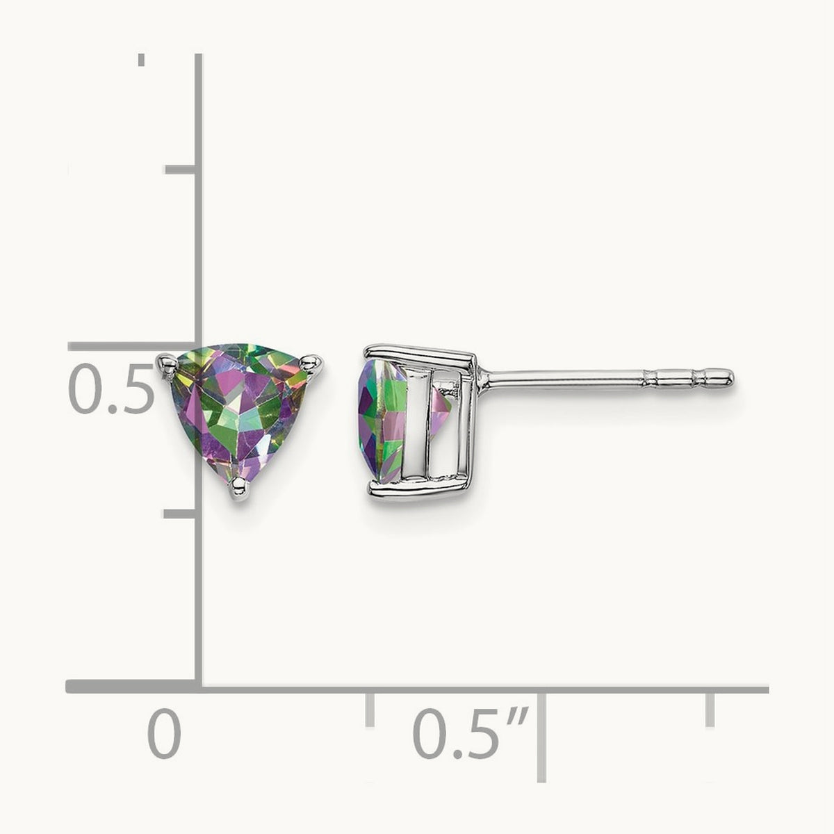 Trillion Mystic Fire Topaz Earrings, 14K White Gold