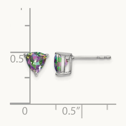 Trillion Mystic Fire Topaz Earrings, 14K White Gold