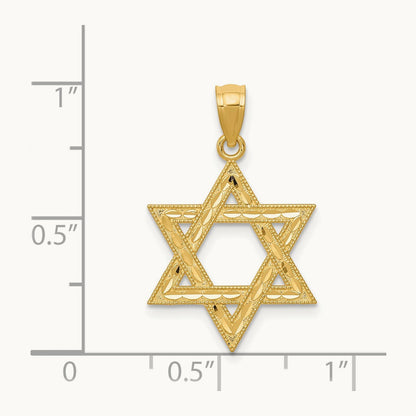 Diamond-cut Polished Star of David Pendant, 14K