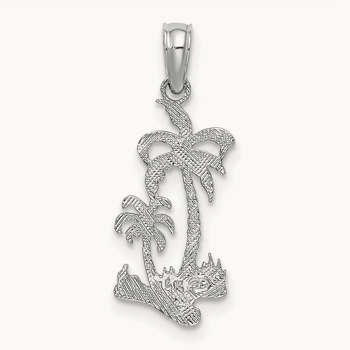 Double Palm Trees Pendant — 14K White Gold, 16.7mm