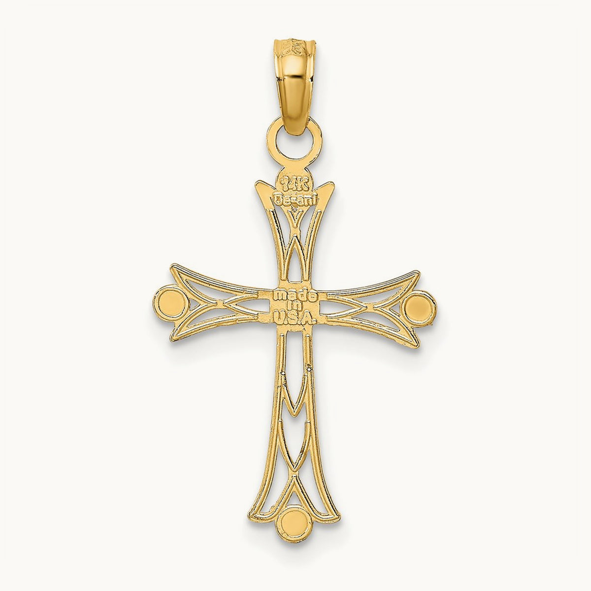 Textured Cross Charm — 14K Two-Tone Gold, 20.1mm