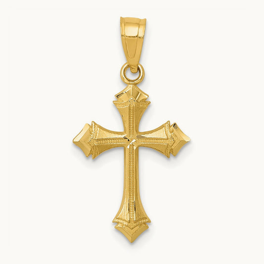 Diamond-cut Passion Cross Charm, 14K