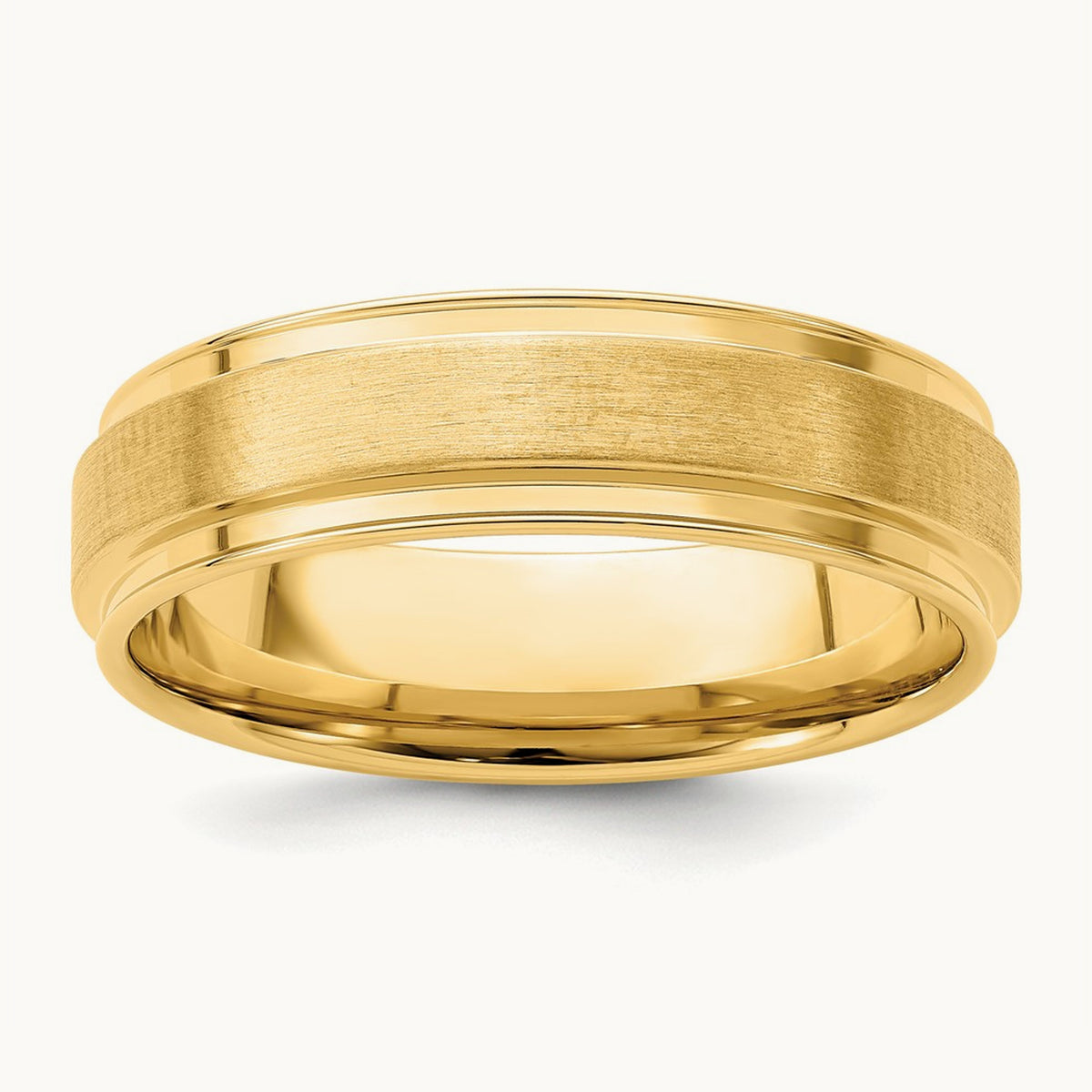 Light Comfort Fit Brush Satin Fancy Band, 14K Yellow Gold