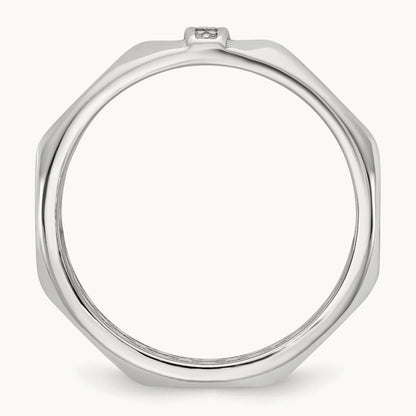 IB Goodman Mens Satin Complete .03ct Diamond Ring, 14K White Gold