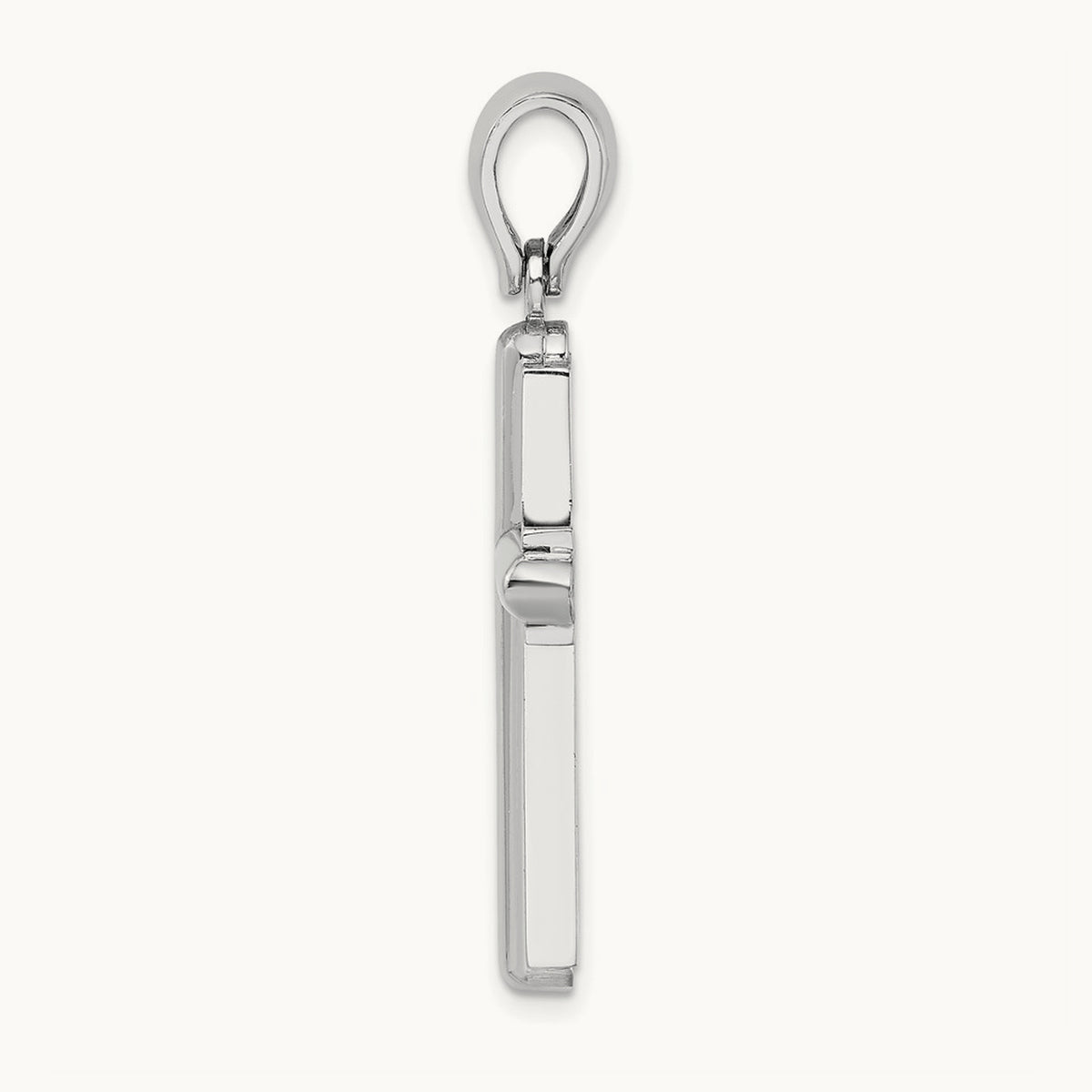 Beveled Cross Charm — 14K White Gold, 38.3mm