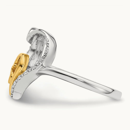 Polished Diamond Quinceanera Heart Ring, 14K Two-tone