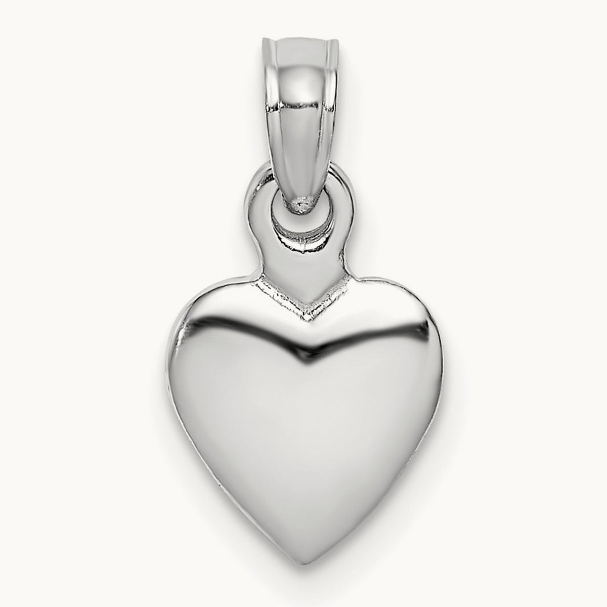 Polished 3D Heart Pendant — 14K White Gold