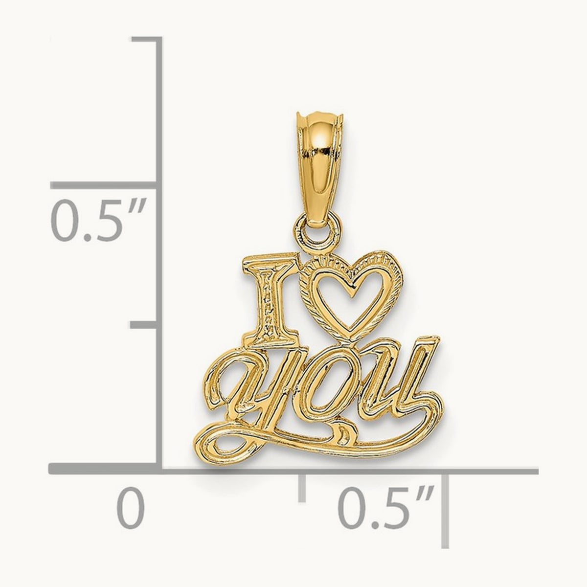 Polished and Textured I HEART YOU Charm, 14K