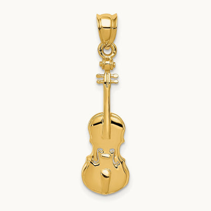 2D Violin Charm, 14K